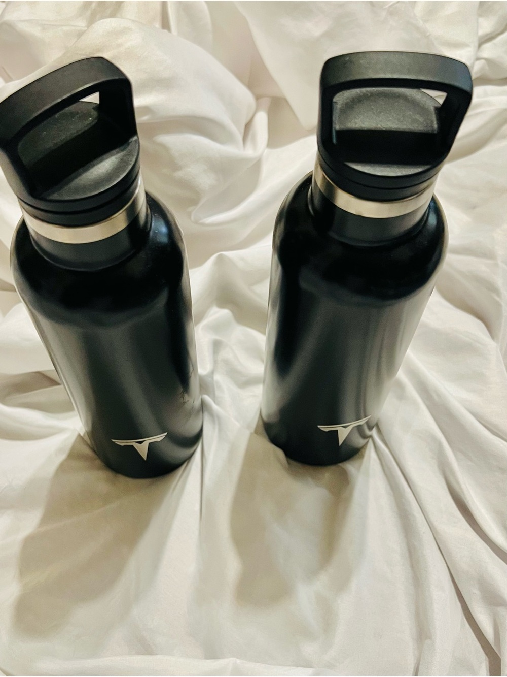 Tesla Matte Black Stainless Steel Lot of 2 Water Bottles with Logo